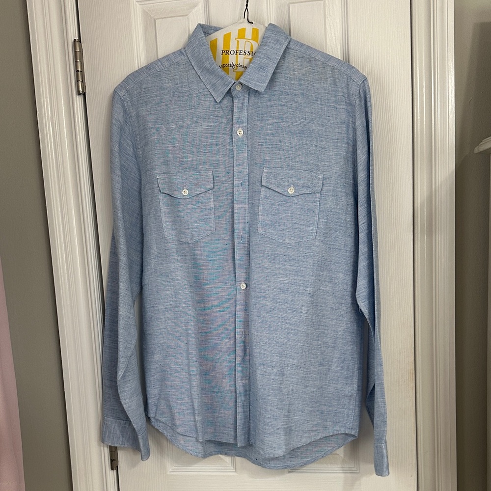 Express Light Blue Casual Button Down Shirt